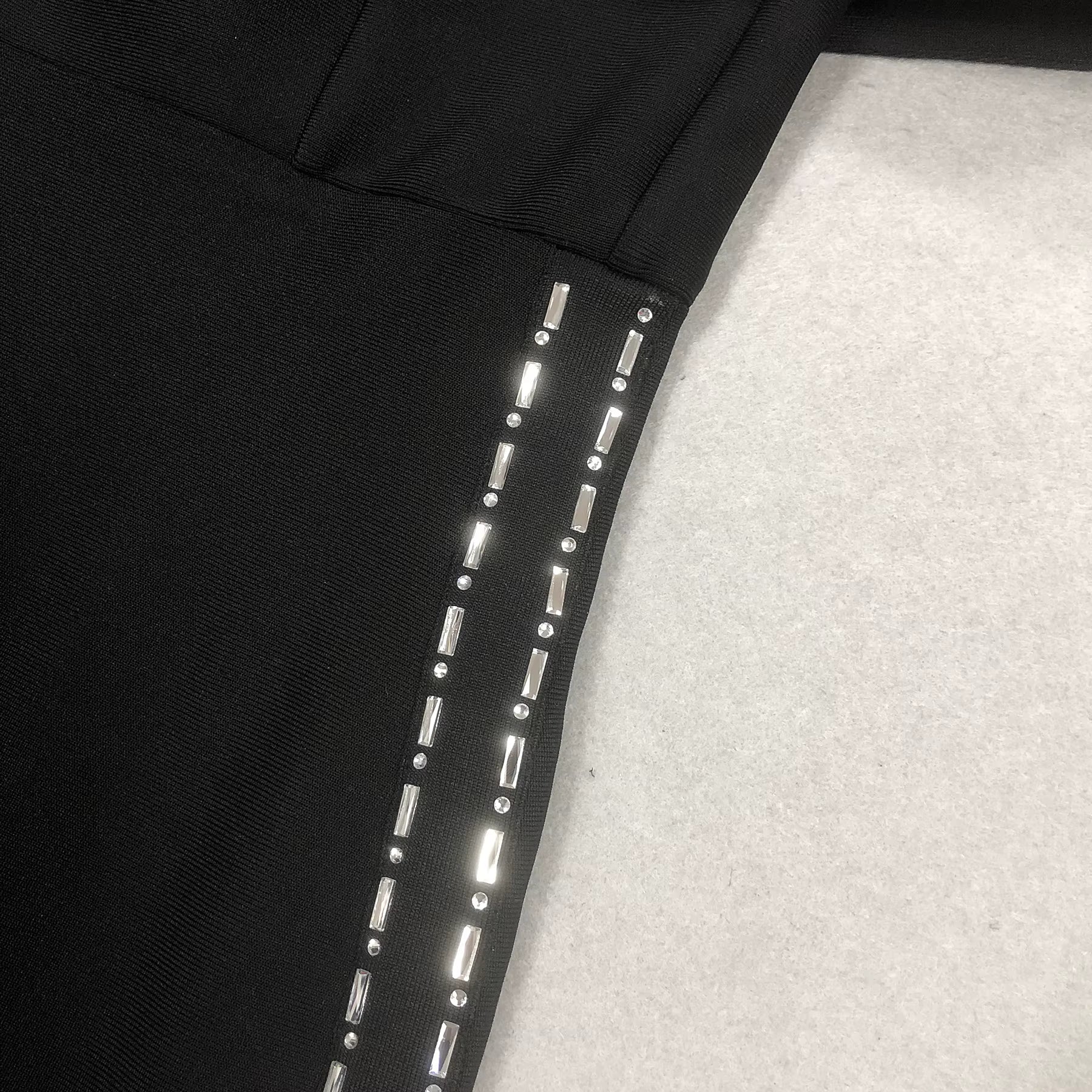 Serena Noir Off-Shoulder Rhinestone Maxi Gown