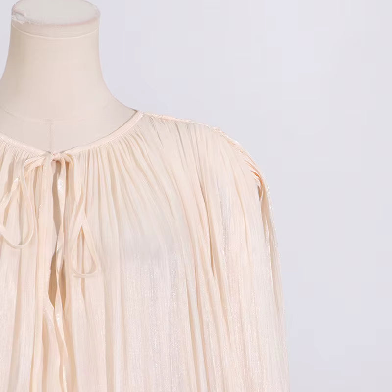 Celesta Pleated Ribbon Mini Dress