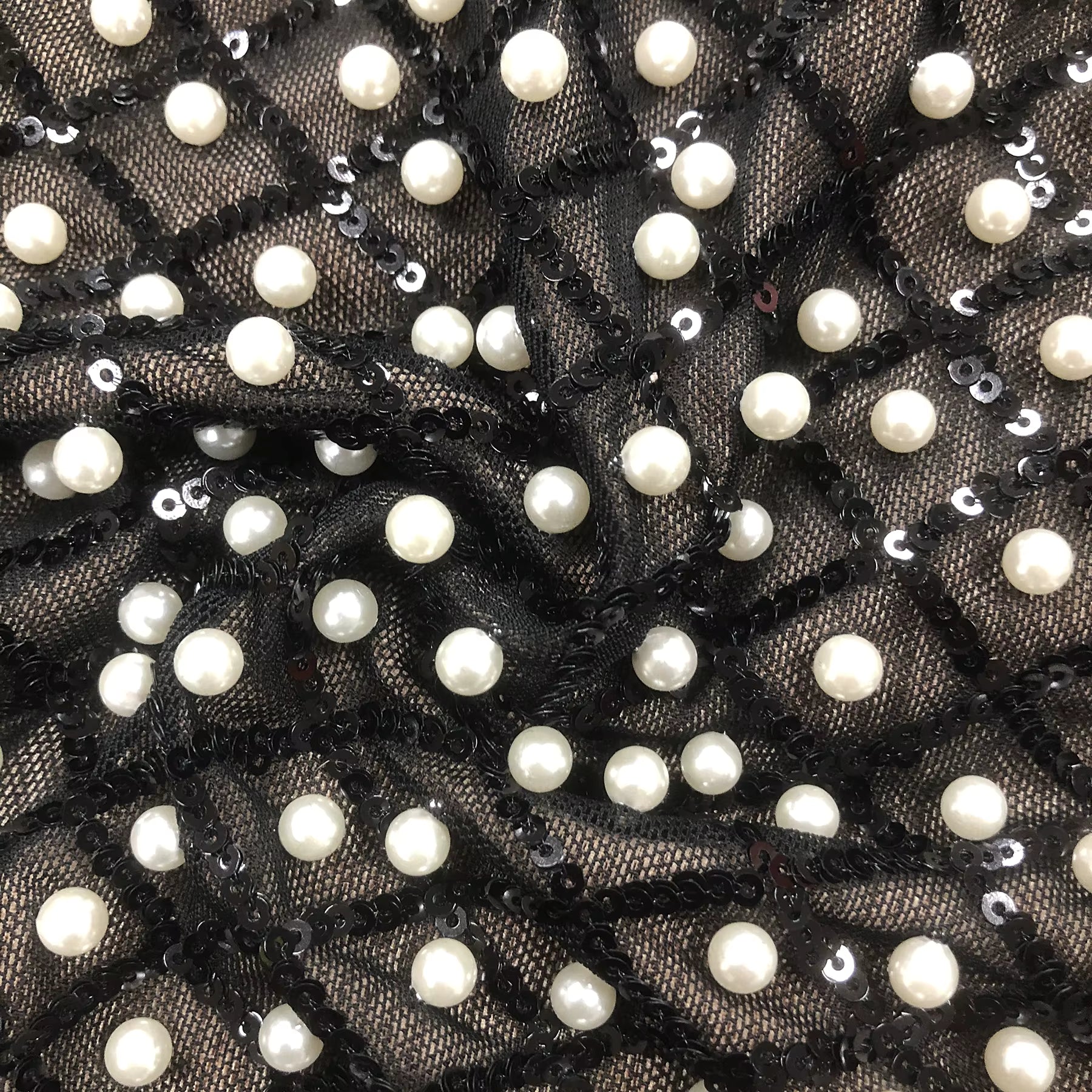 Pearl Sequin Cut-Out Mini Dress