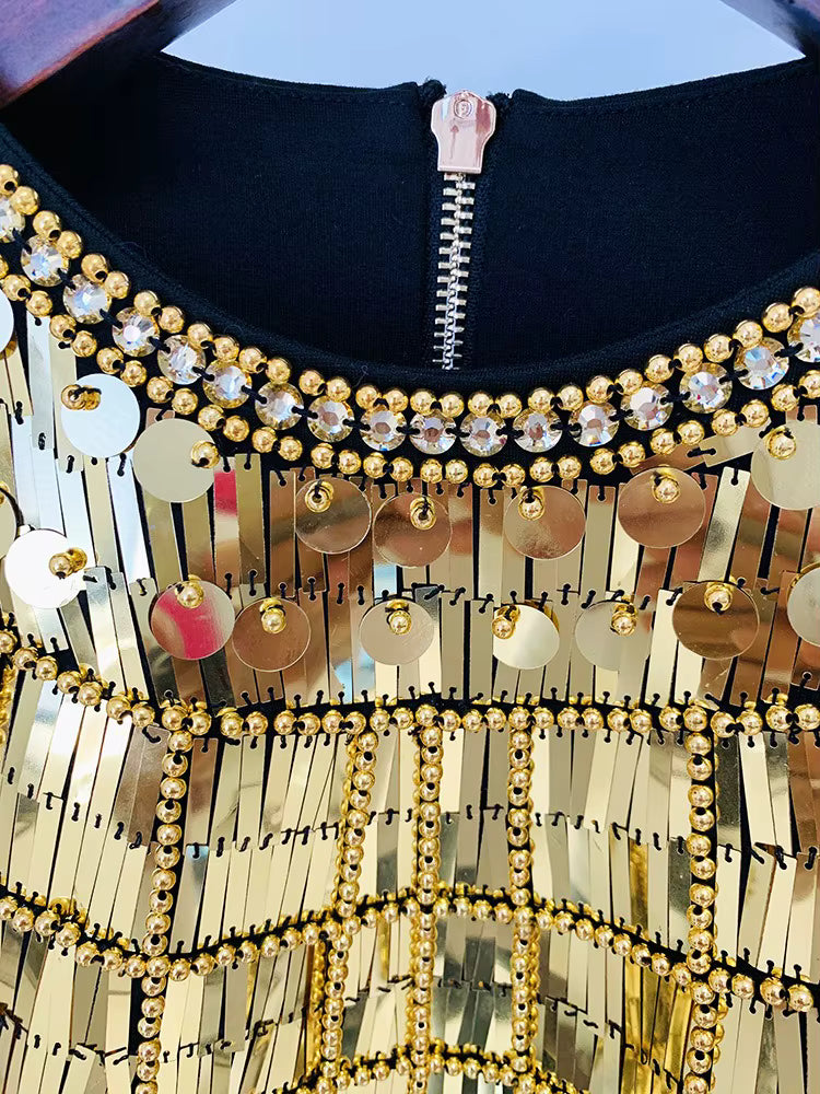 Celeste Noir Tassel Mini Dress