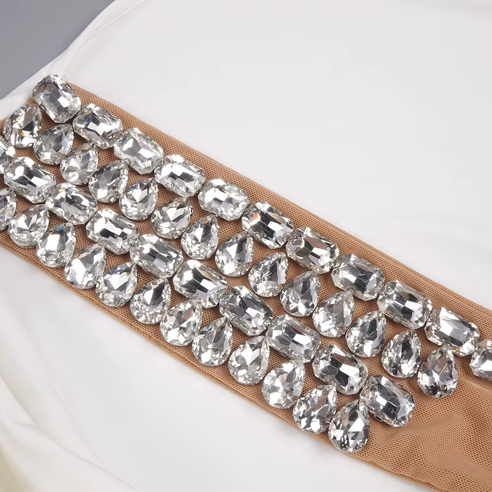 White Halter Backless High-Slit Maxi Evening Dress