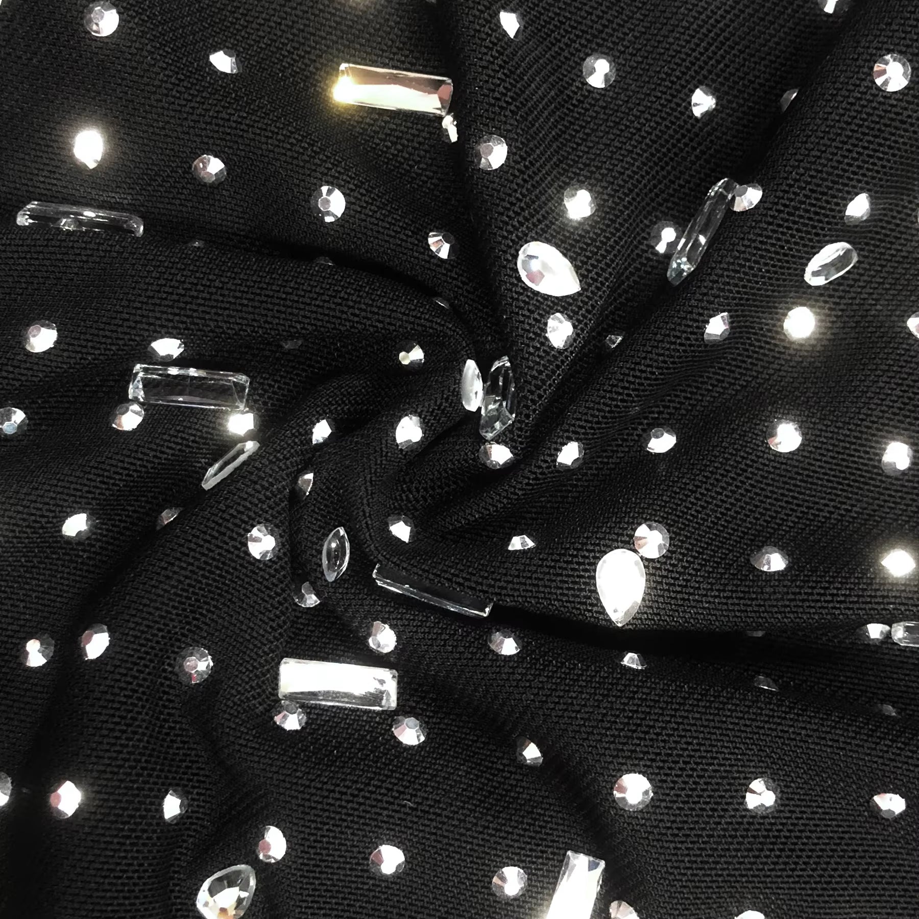 Black Rhinestone Bandage Evening Gown