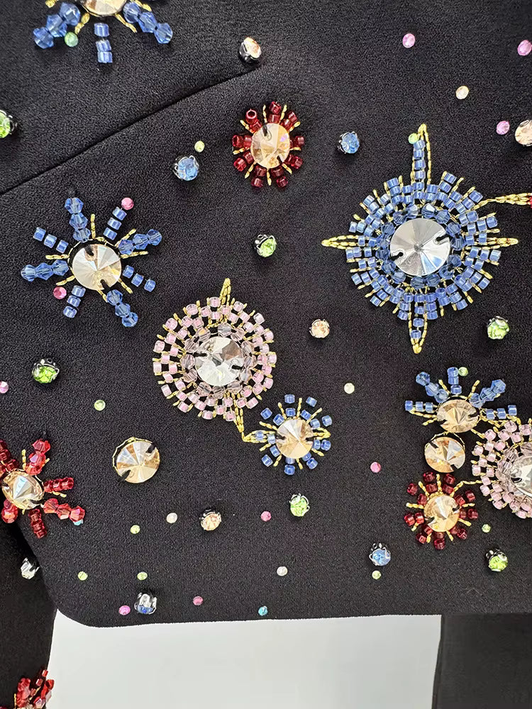 Celeste Noir Diamond Beaded Two-Piece Maxi Set