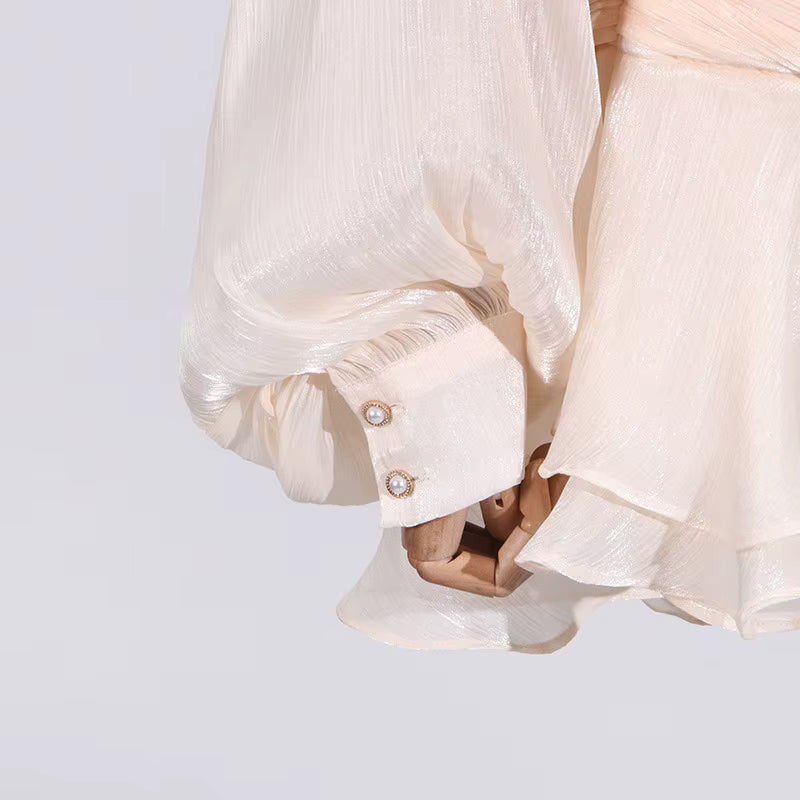 Celesta Pleated Ribbon Mini Dress