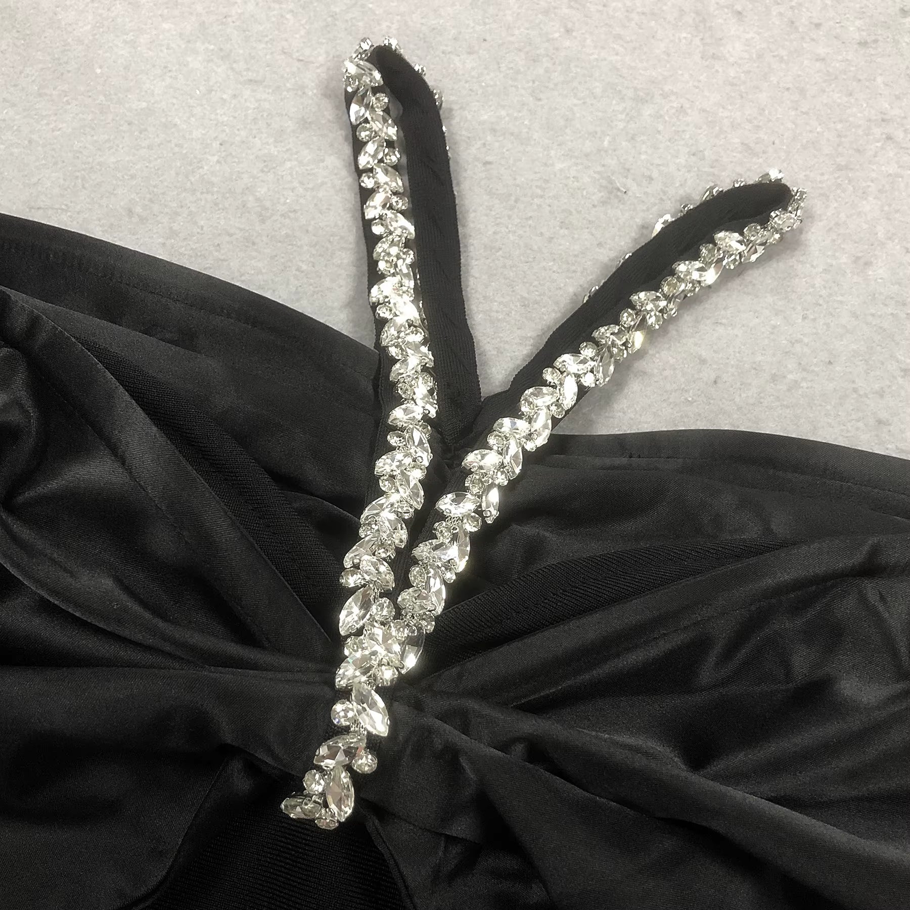 Noir Elise Rhinestone Bow Maxi Gown