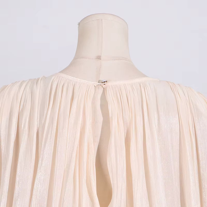 Celesta Pleated Ribbon Mini Dress