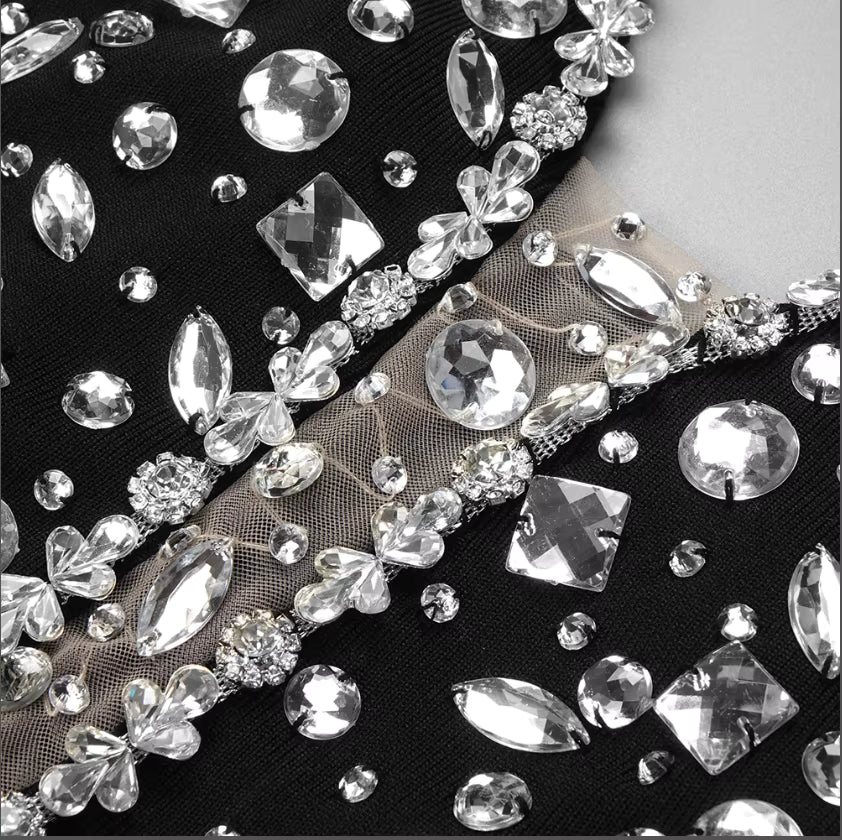 Bustier Long Evening Dress with Diamonds