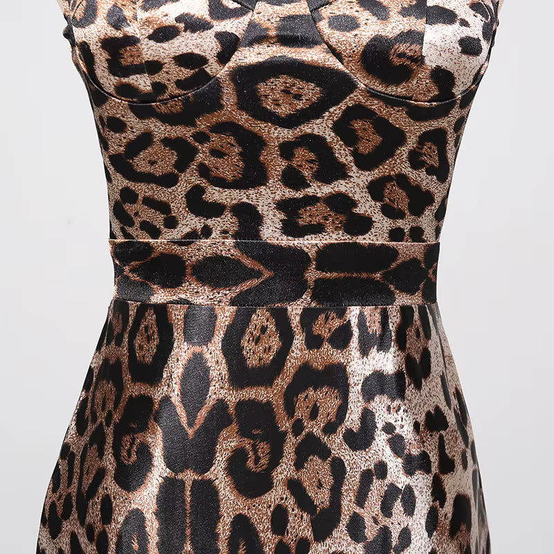 Savara Leopard Print Halter Maxi Dress