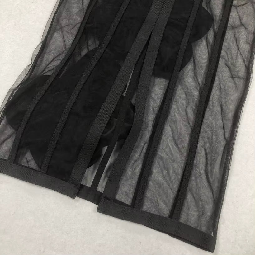 Aria One-Shoulder  Mesh Gown