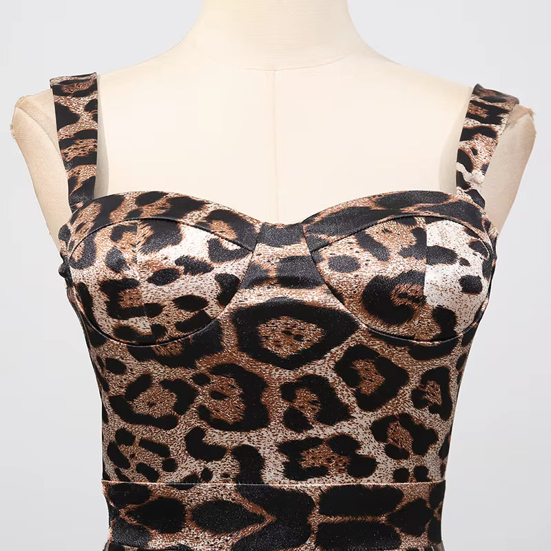 Savara Leopard Print Halter Maxi Dress