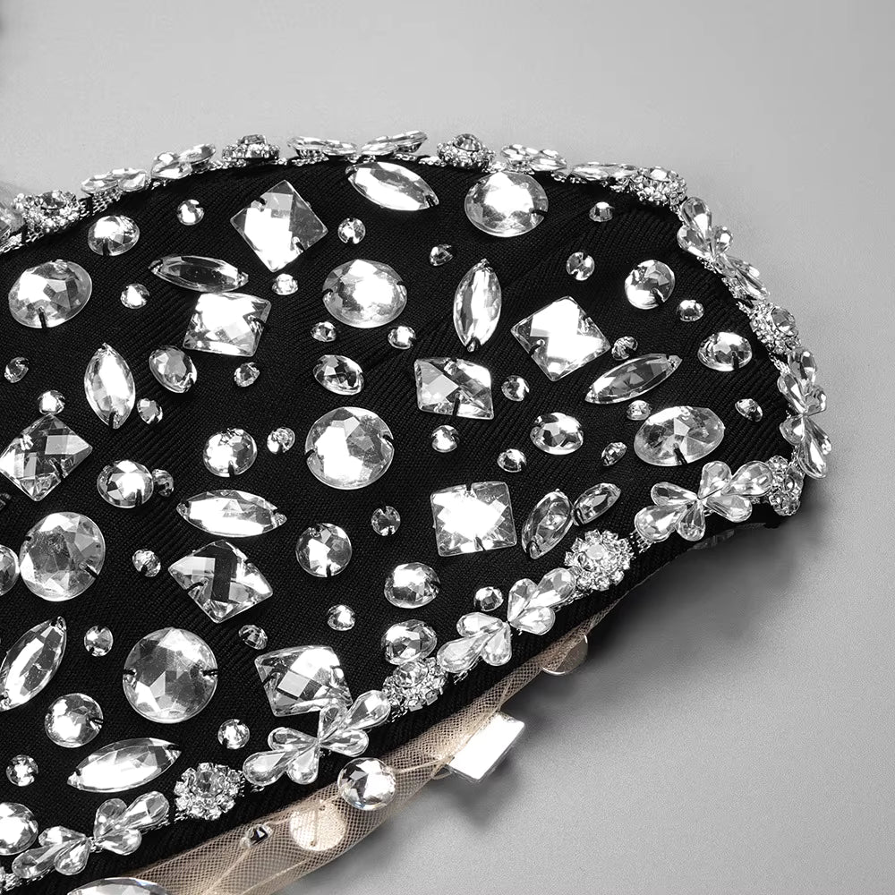 Bustier Long Evening Dress with Diamonds