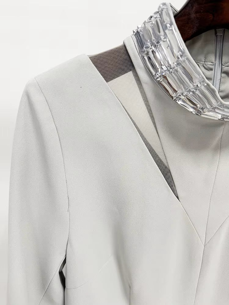 Elisara Rhinestone High Neck Maxi Gown