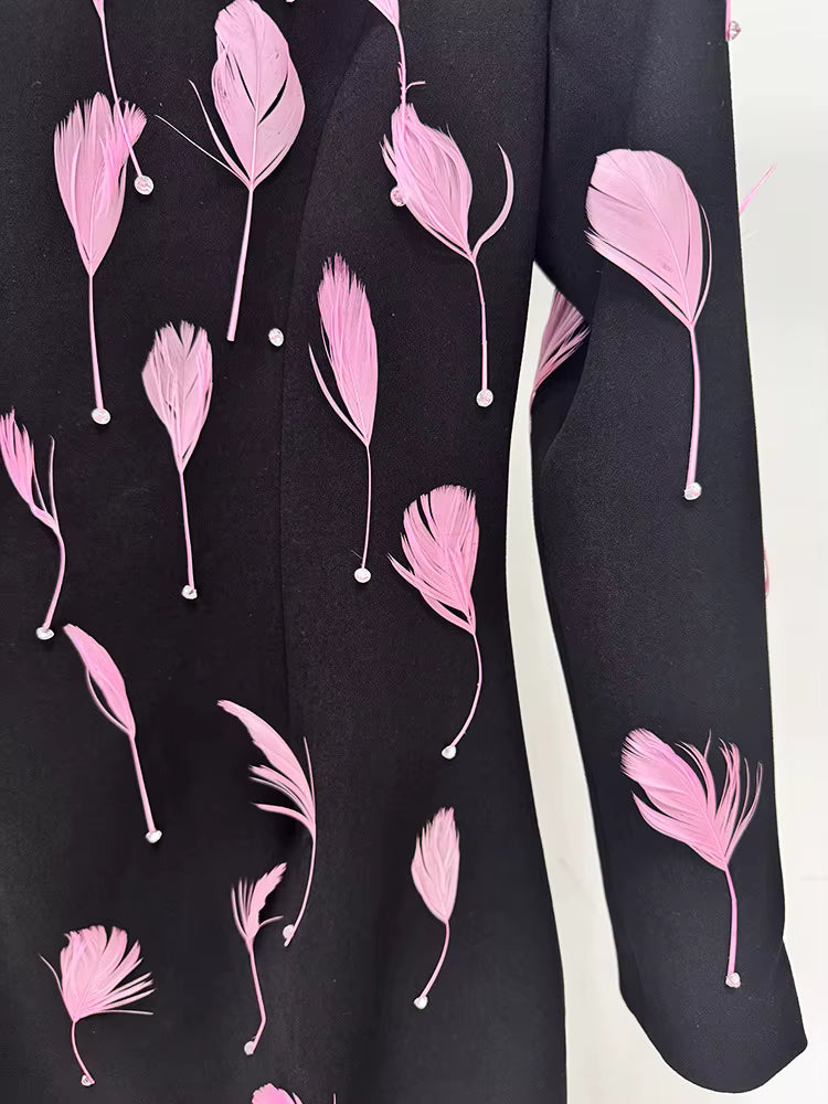 Seraphina High-Neck Feather Backless Gown