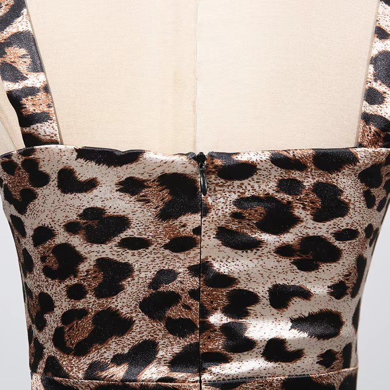 Savara Leopard Print Halter Maxi Dress