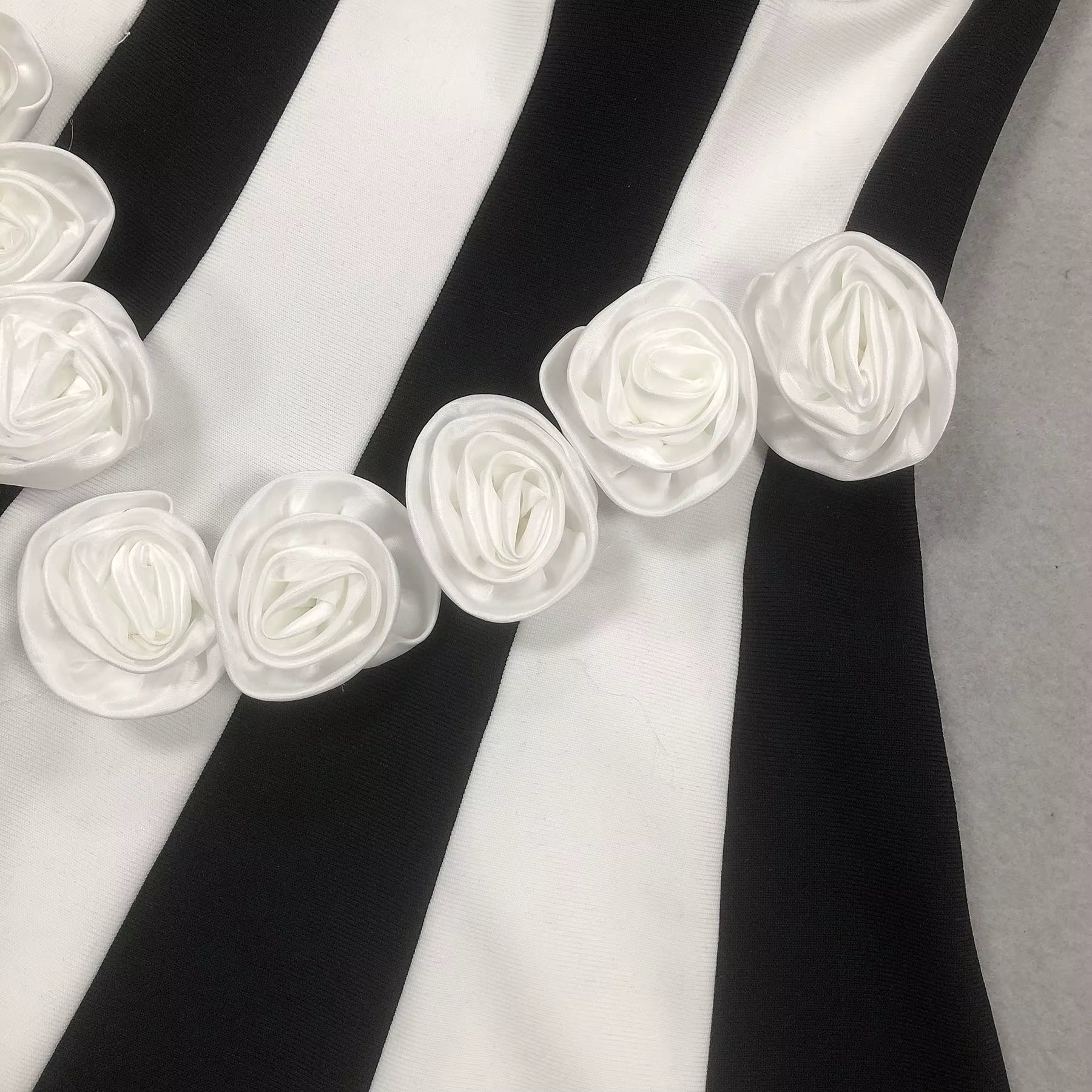 Strapless Floral Applique Mini Bandage Dress