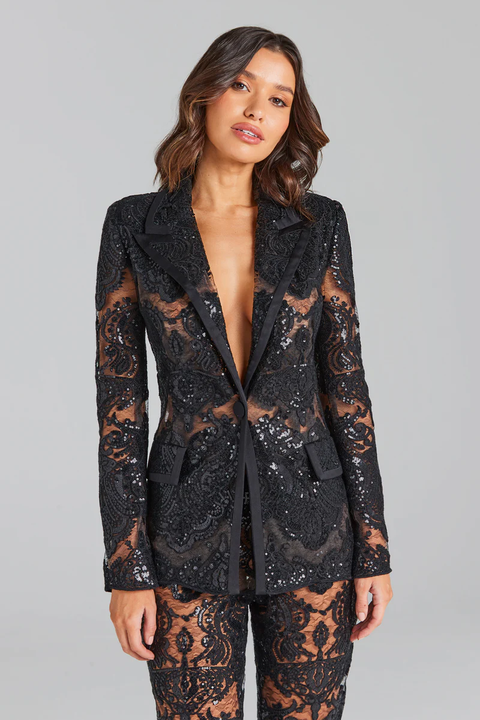Lace Sequin Tuxedo Suit