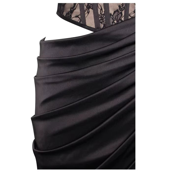 Amara Floral Mesh Pleated Gown