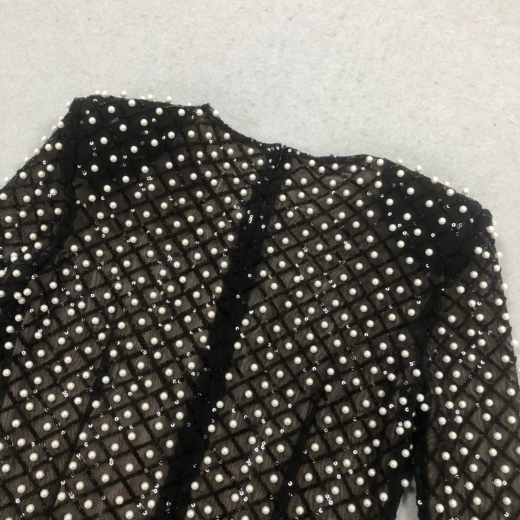 Pearl Sequin Cut-Out Mini Dress