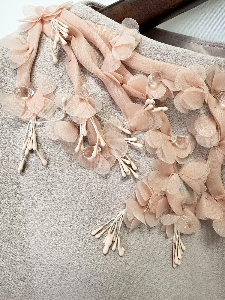 Dusty Rose Floral A-Line Gown