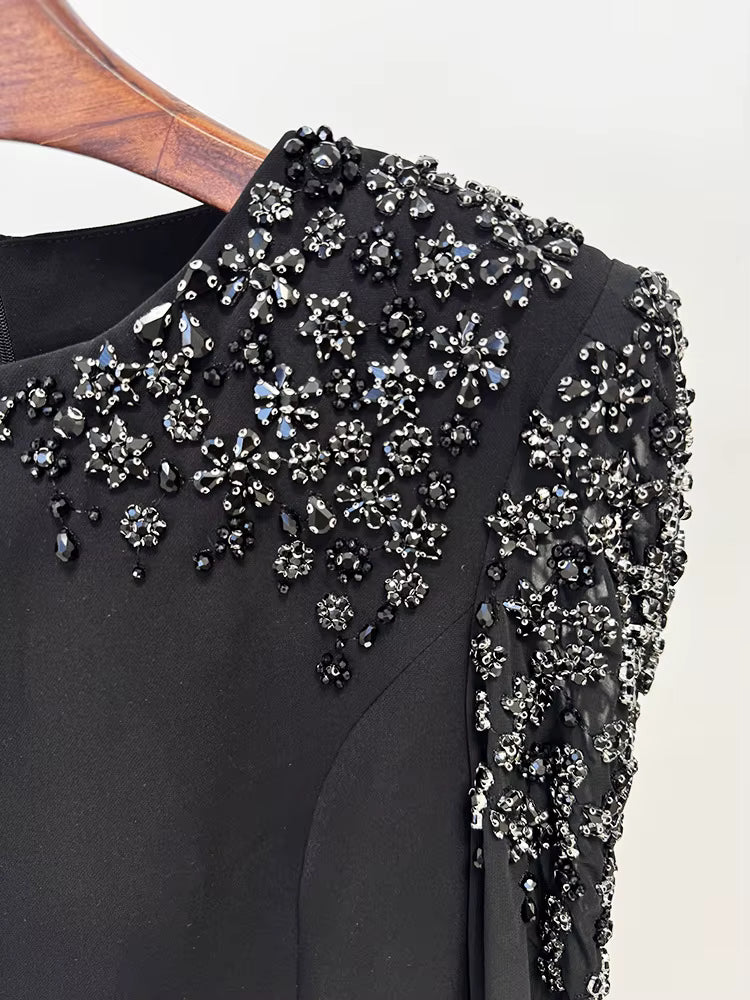 Valencia Beaded Cape Sleeve Evening Gown