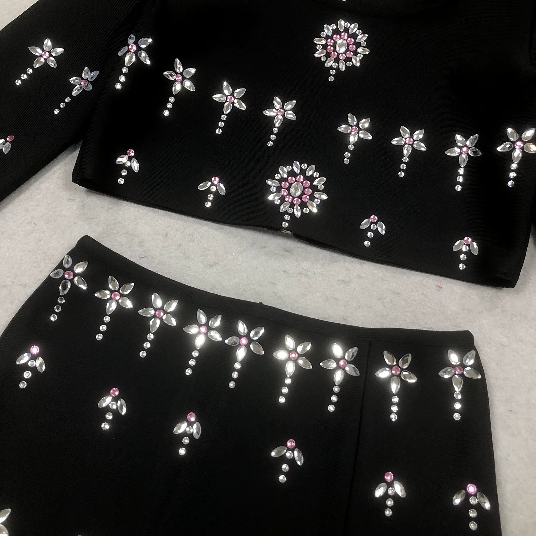 Elaris Black Rhinestone Two-Piece Set