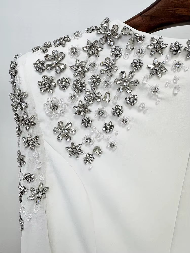 Valencia Beaded Cape Sleeve Evening Gown