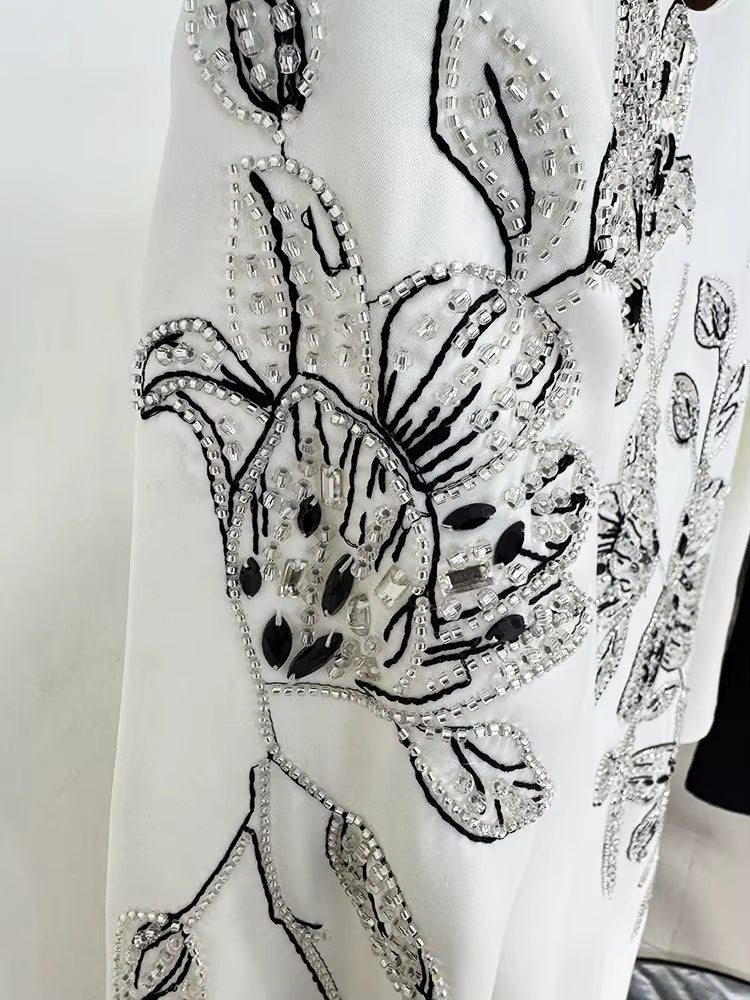 Floral Embroidered Long Sleeve Mermaid Evening Gown