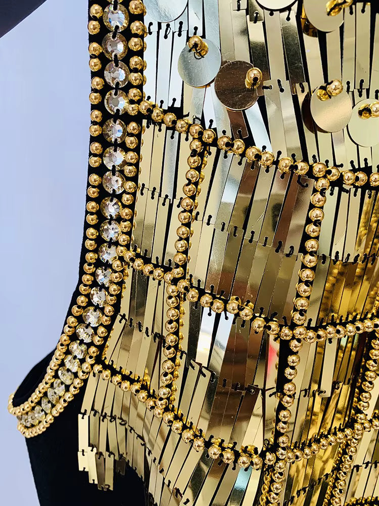 Celeste Noir Tassel Mini Dress