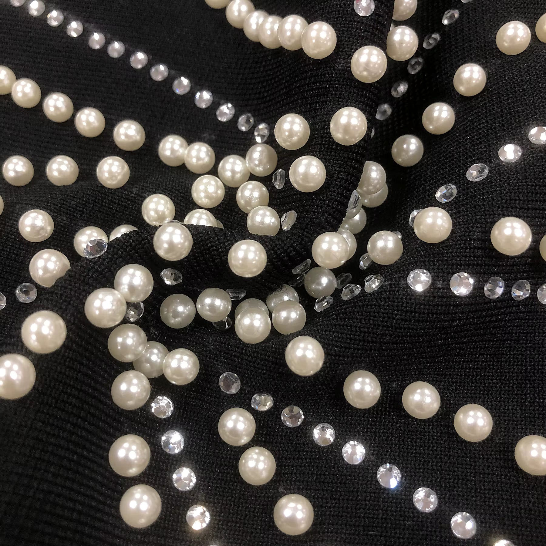 Aurora Off-Shoulder Pearl & Rhinestone Maxi Gown