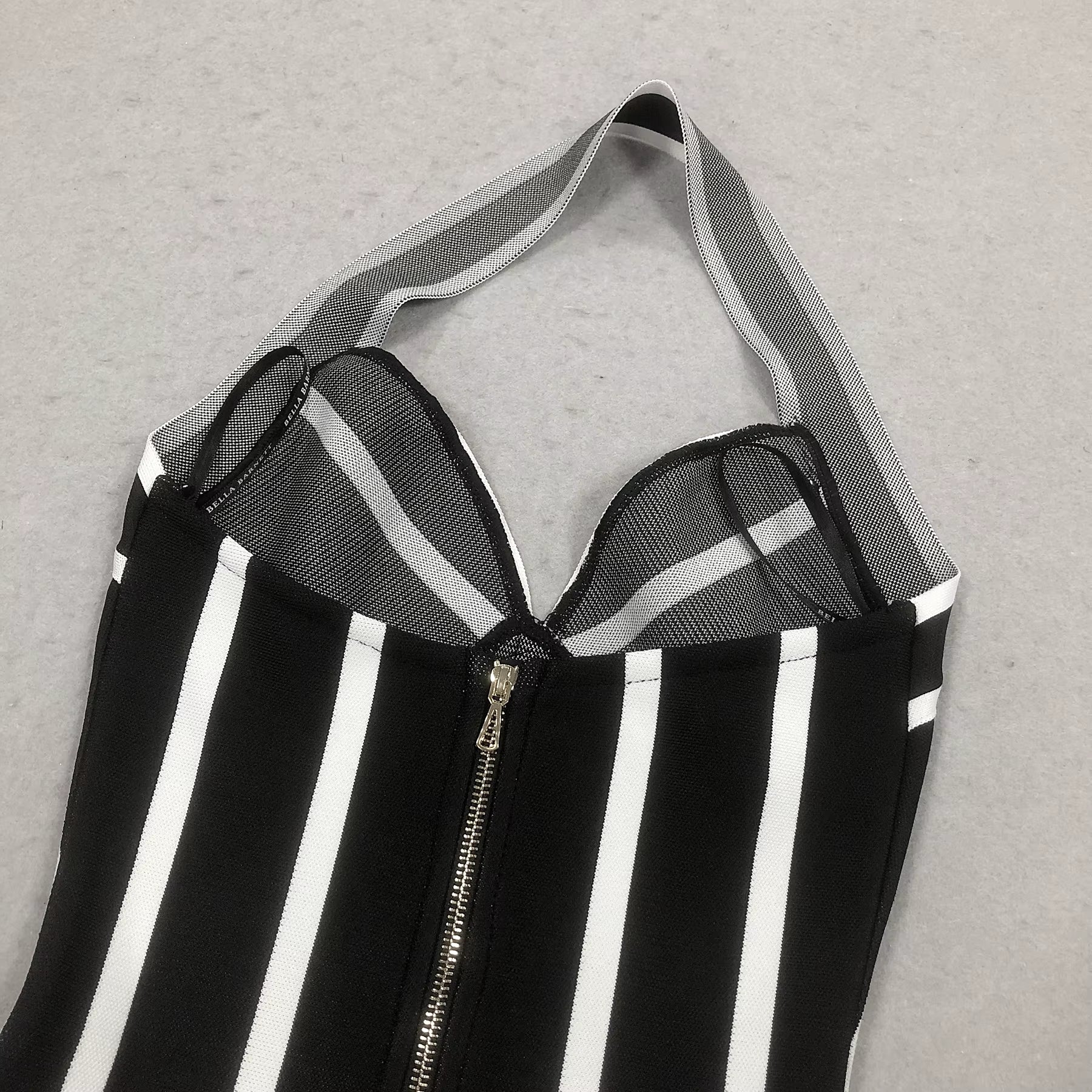 Aria Monochrome Halter Striped Mini Dress