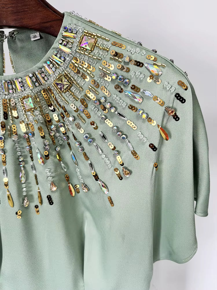 Mint Green Beaded Cape