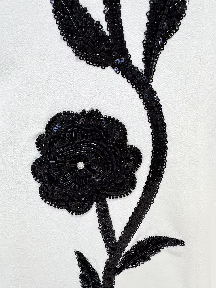 Serenaya White Floral Embroidered Gown