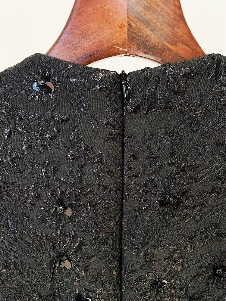 Fiorella Jacquard Beaded Mini Dress