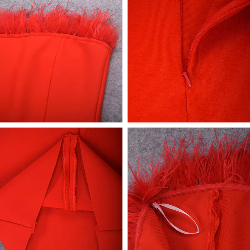 Celeste Feather Backless Bodycon Dress