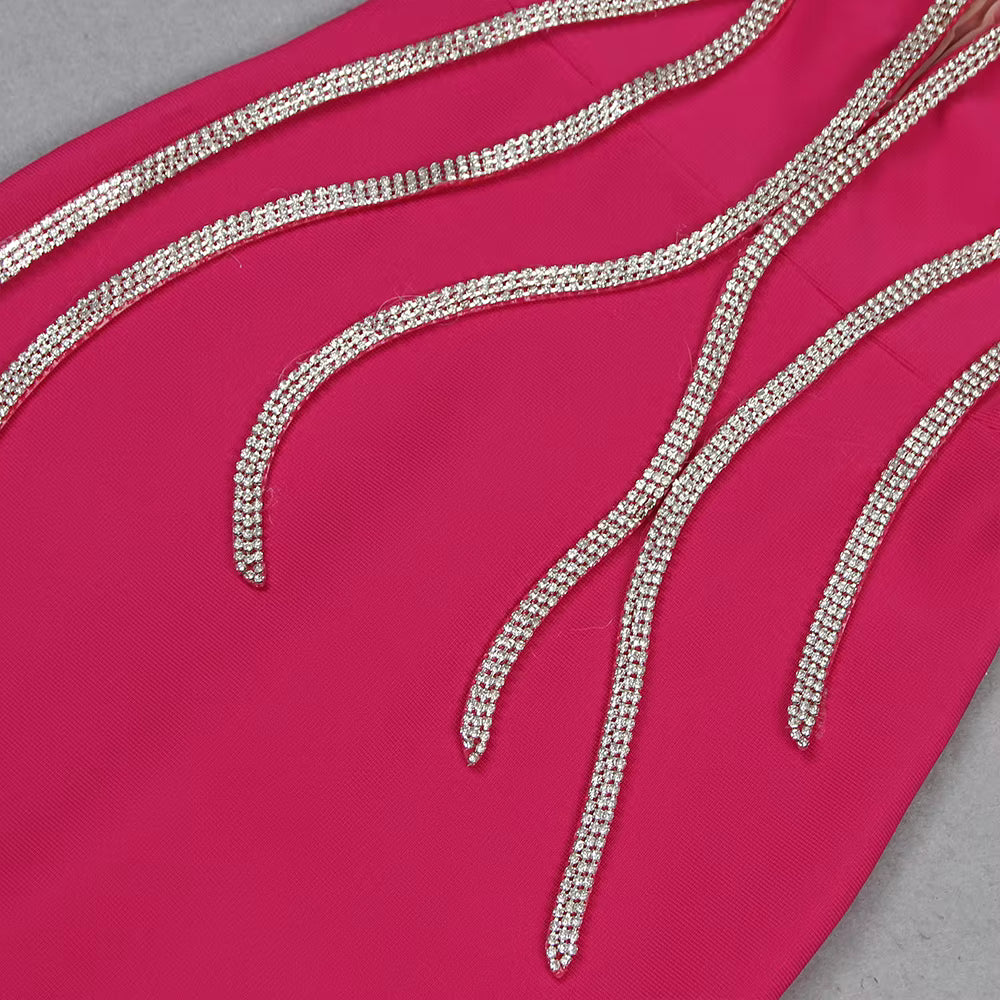 Rhinestone Chain Off-Shoulder Mermaid Evening Dress