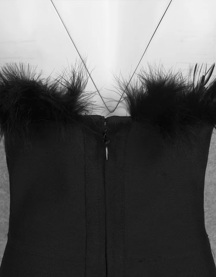 Celeste Feather Backless Bodycon Dress