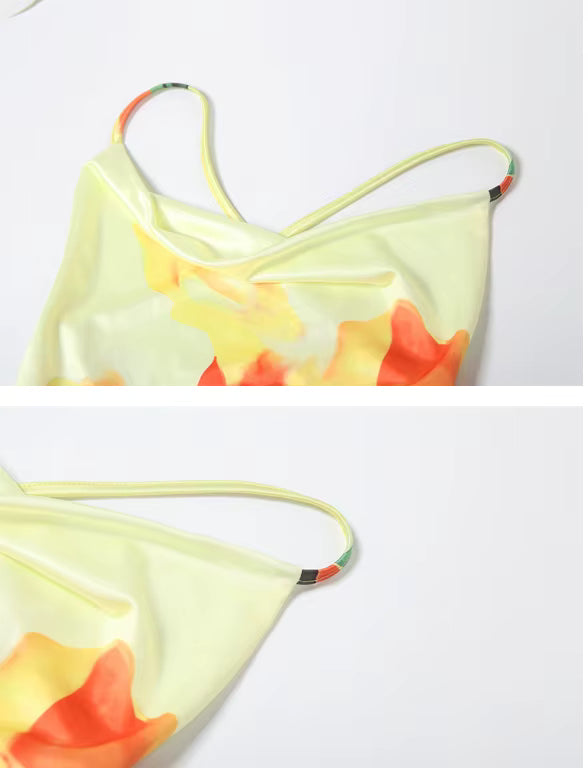 Sunset Bloom Satin Gown