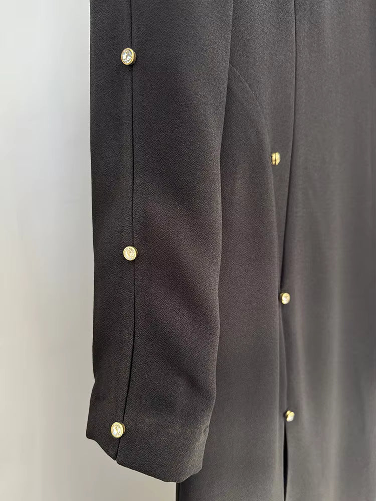 Elegant Modest Long Sleeve Black Evening Dress