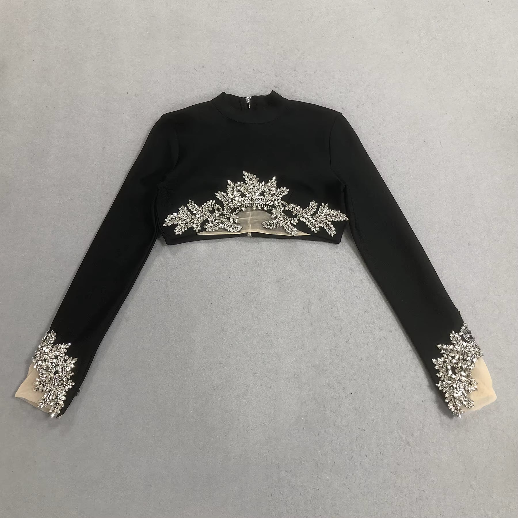 Crystal Pearl Bandage Two-Piece Maxi Skirt Set