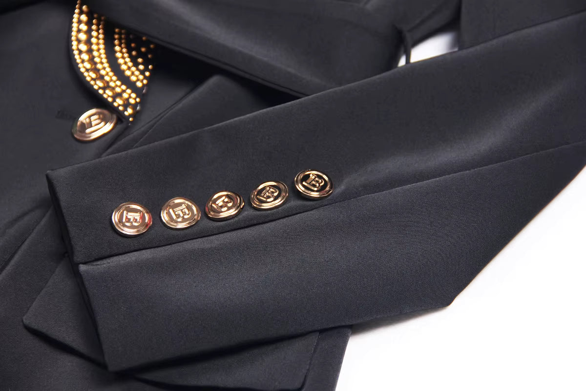 Ophelia Double-Breasted Long Formal Blazer