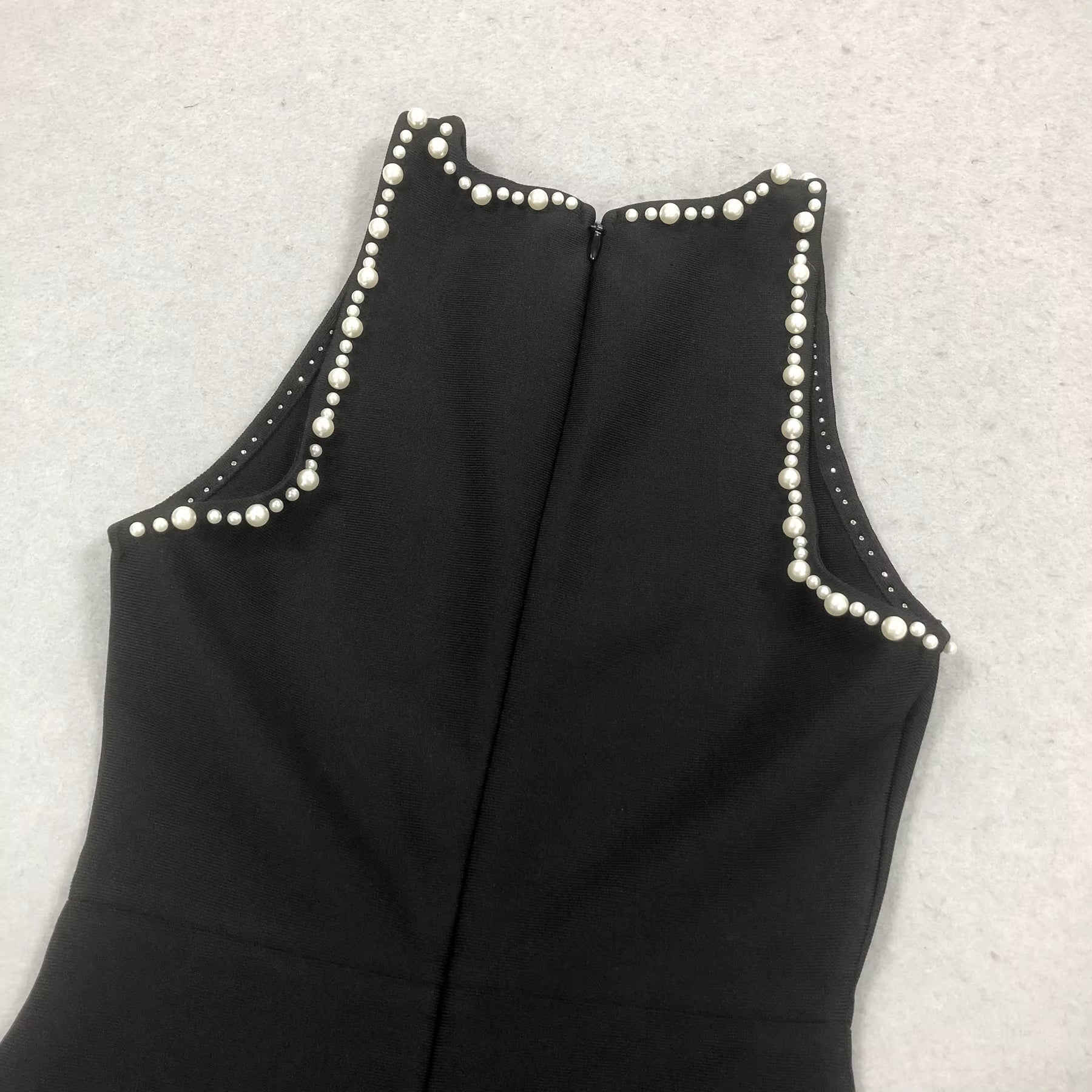 Noire Visage Pearl-Trim Maxi Gown