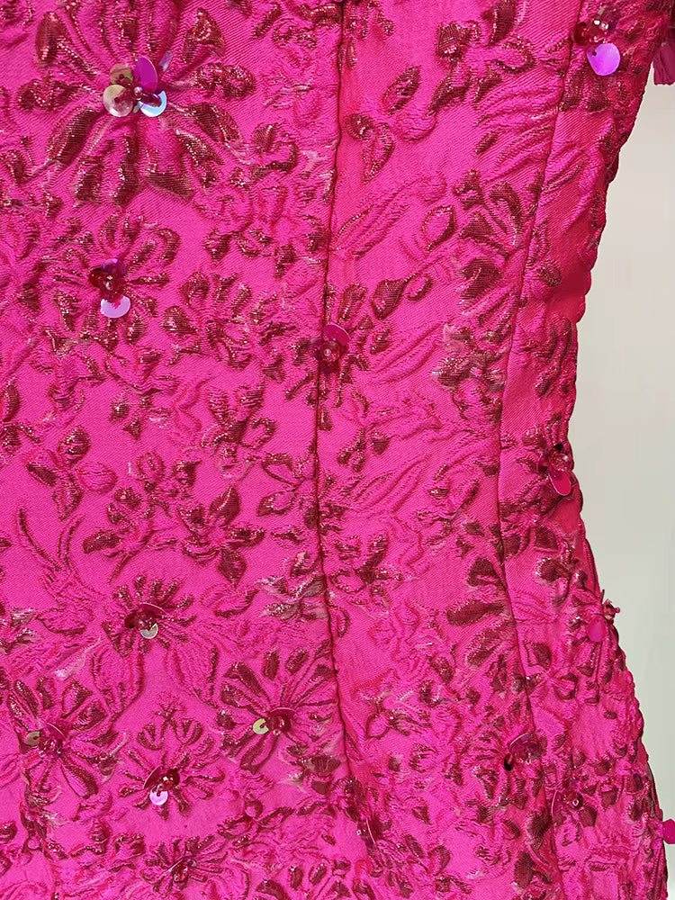 Fiorella Jacquard Beaded Mini Dress