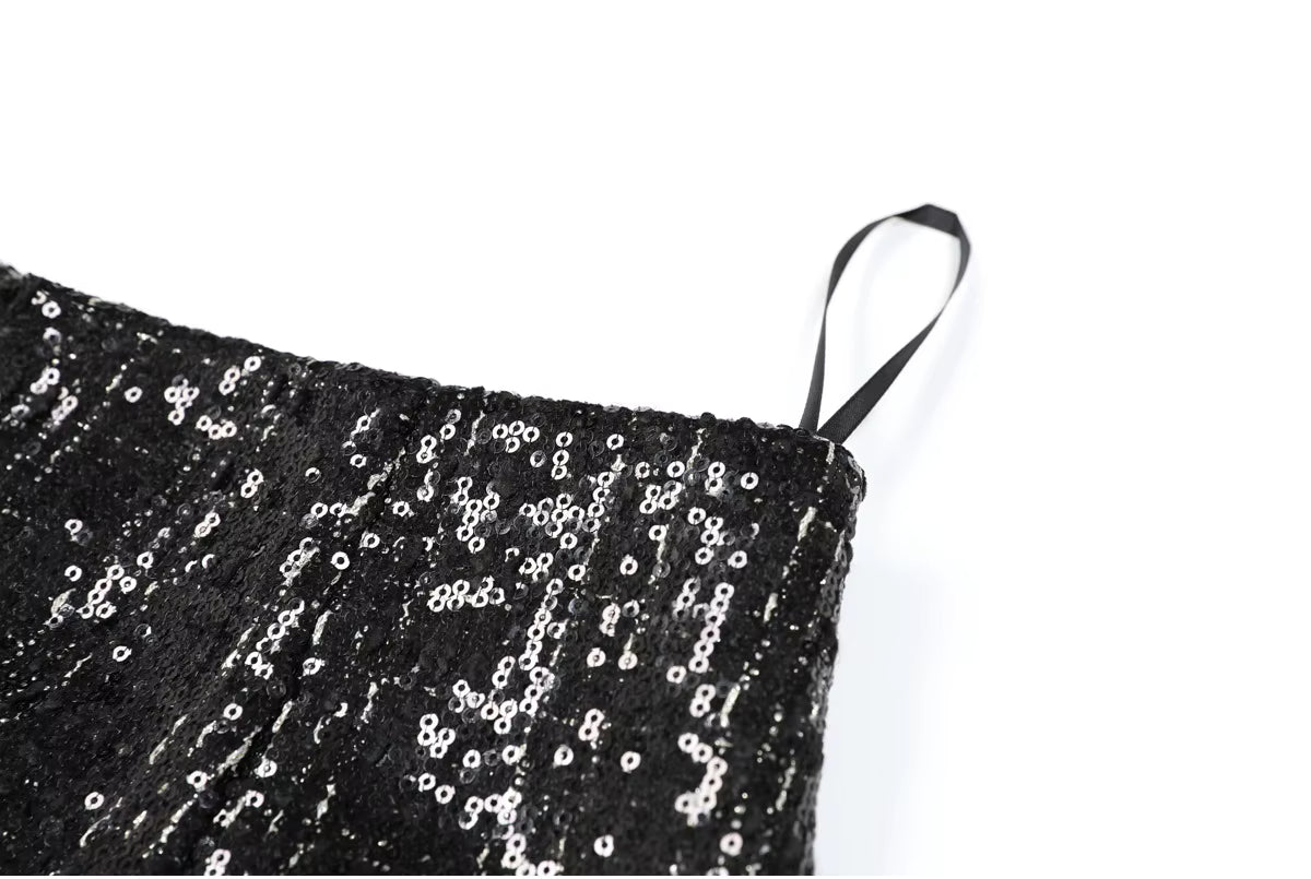 Astrid Noir Rhinestone Tweed Blazer & Mini Skirt Set