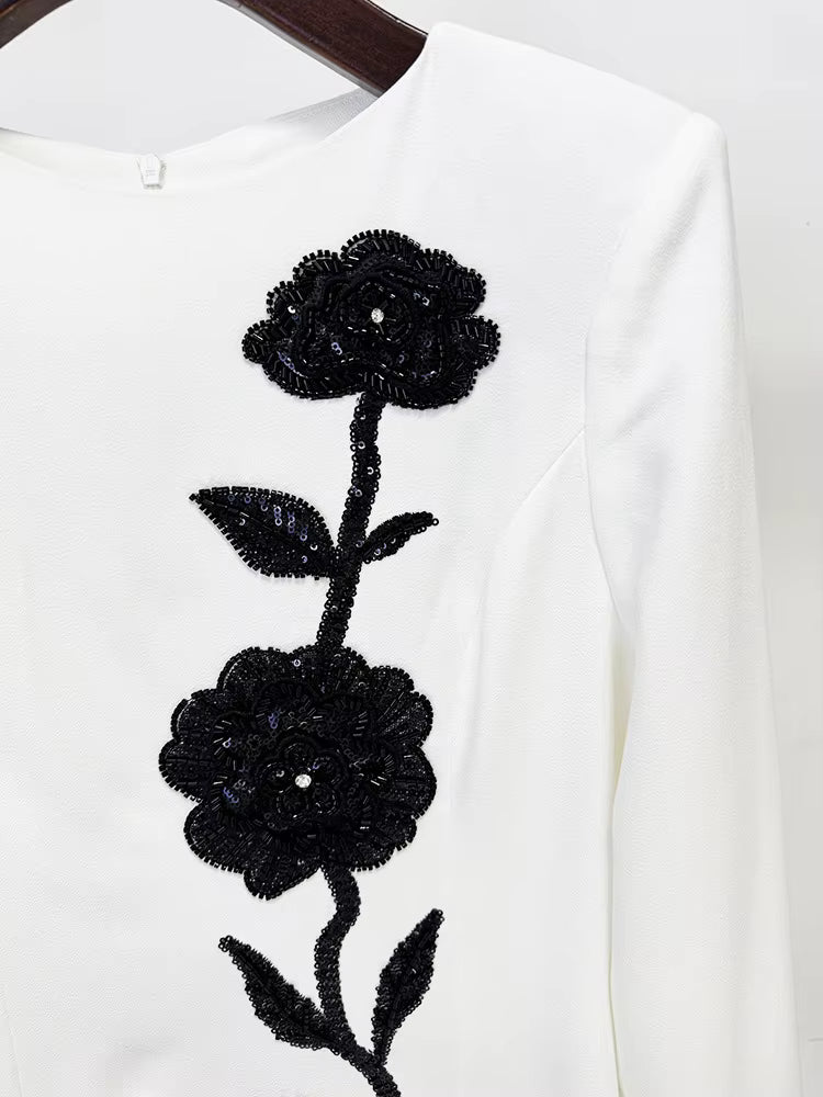 Serenaya White Floral Embroidered Gown