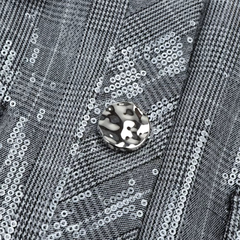 Sequin Deep-V Tailored Blazer DressBlazer