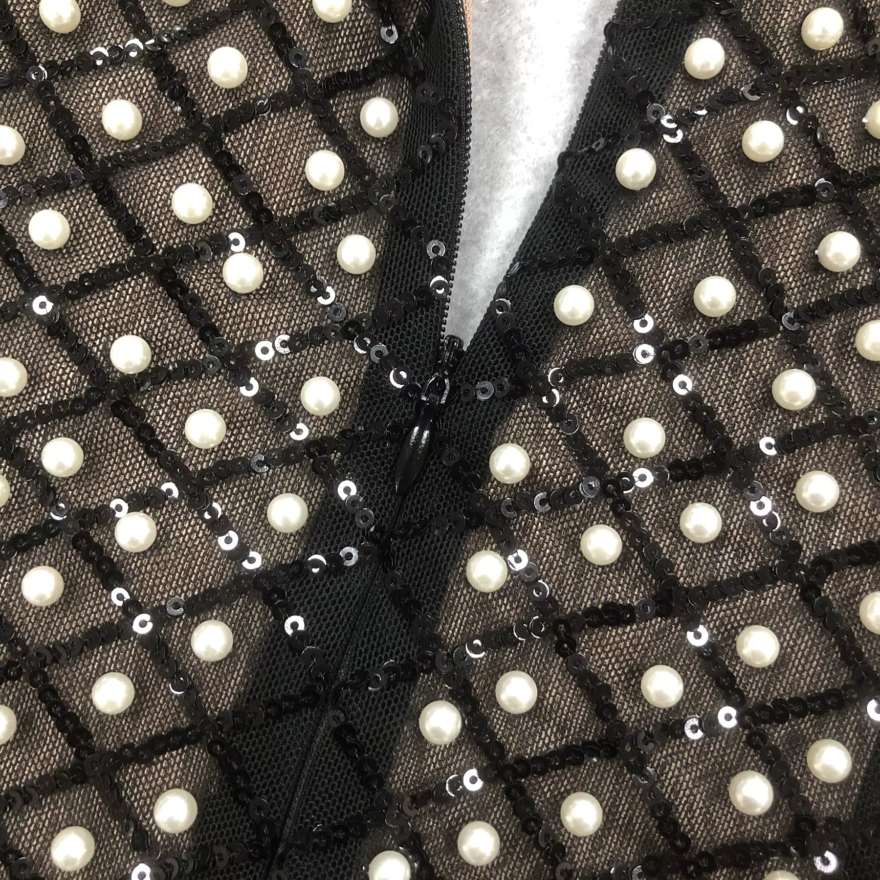 Pearl Sequin Cut-Out Mini Dress