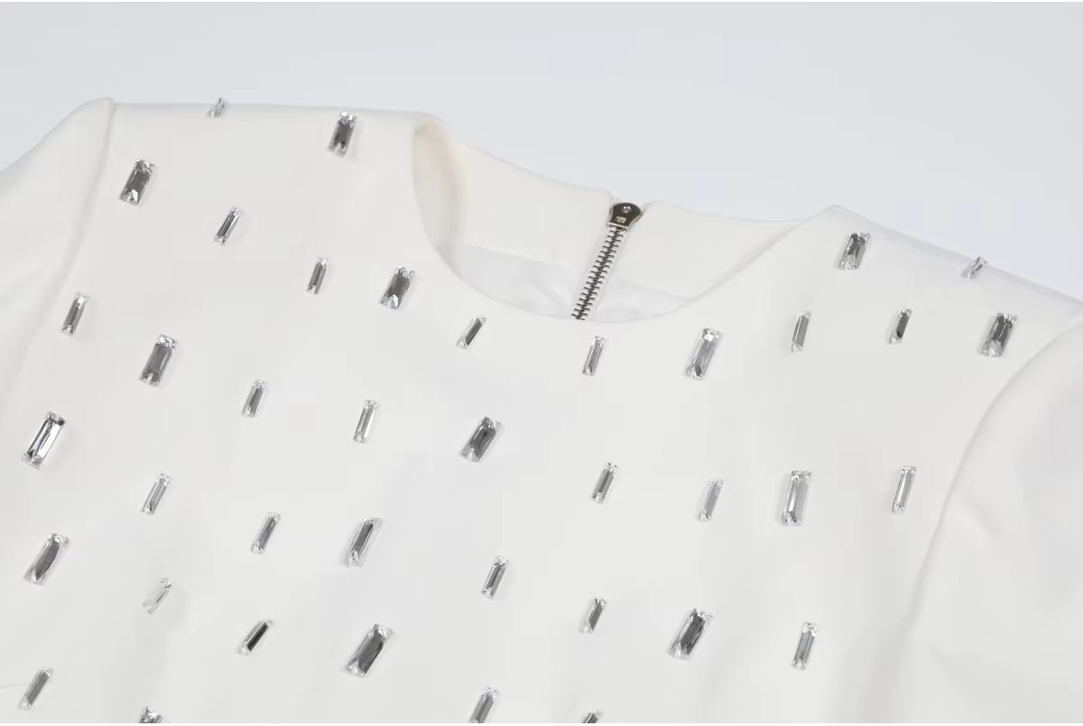 Crystal Beaded Two-Piece Evening Skirt Set