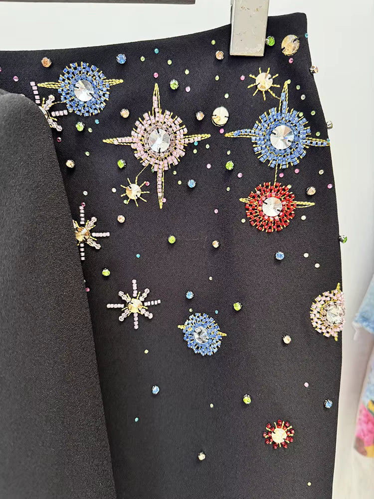 Celeste Noir Diamond Beaded Two-Piece Maxi Set