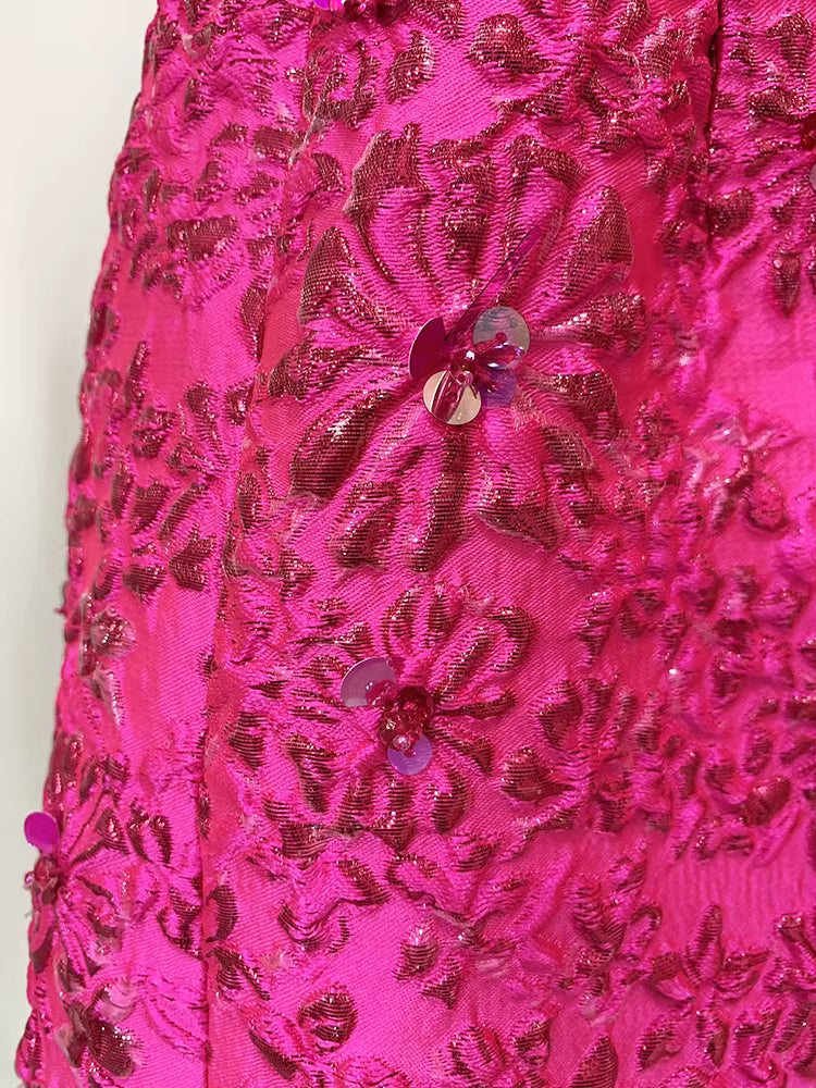 Fiorella Jacquard Beaded Mini Dress