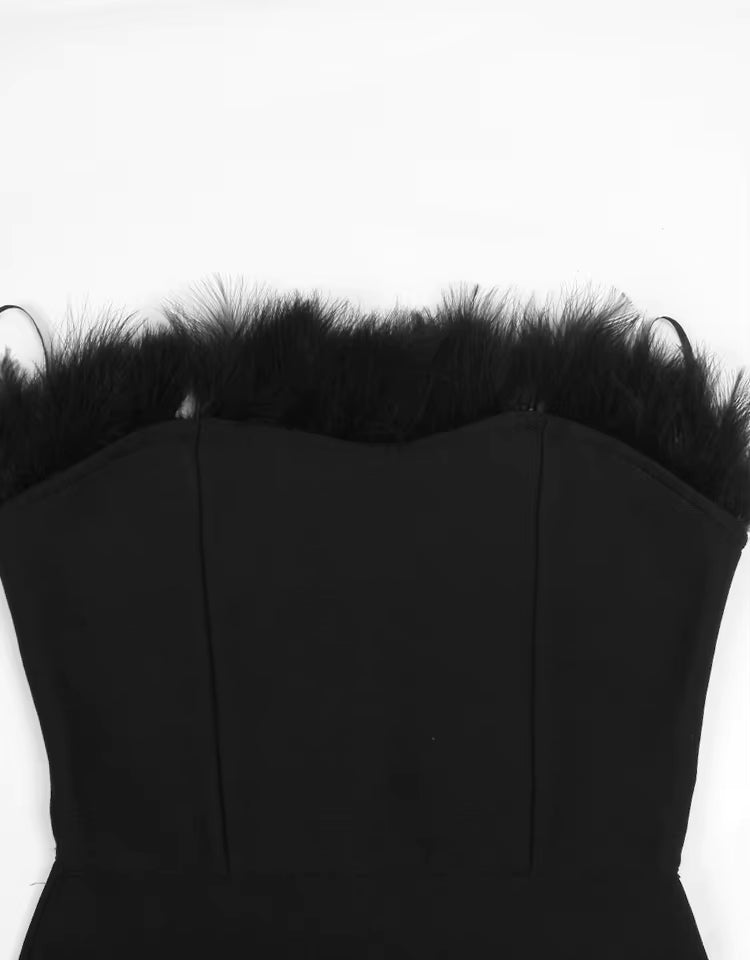 Celeste Feather Backless Bodycon Dress